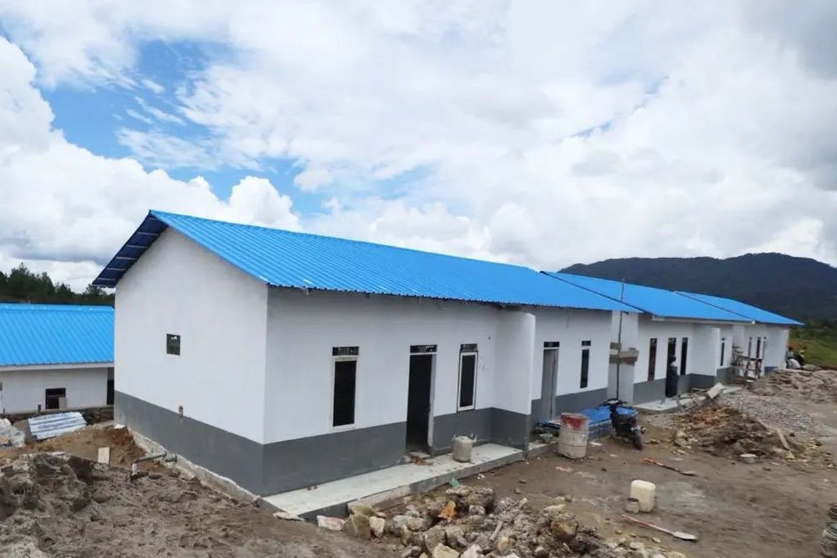 Pembangunan huntap di Desa Dolok Nauli, Kecamatan Adian Koting, Kabupaten Tapanuli Utara, Sumatera Utara. 