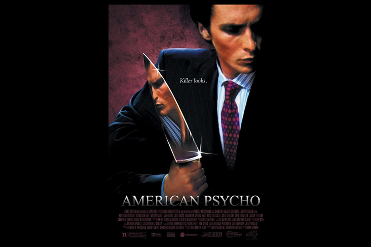 Christian Bale berperan sebagai bankir berdarah dingin, Patrick Bateman, dalam American Psycho (2000).