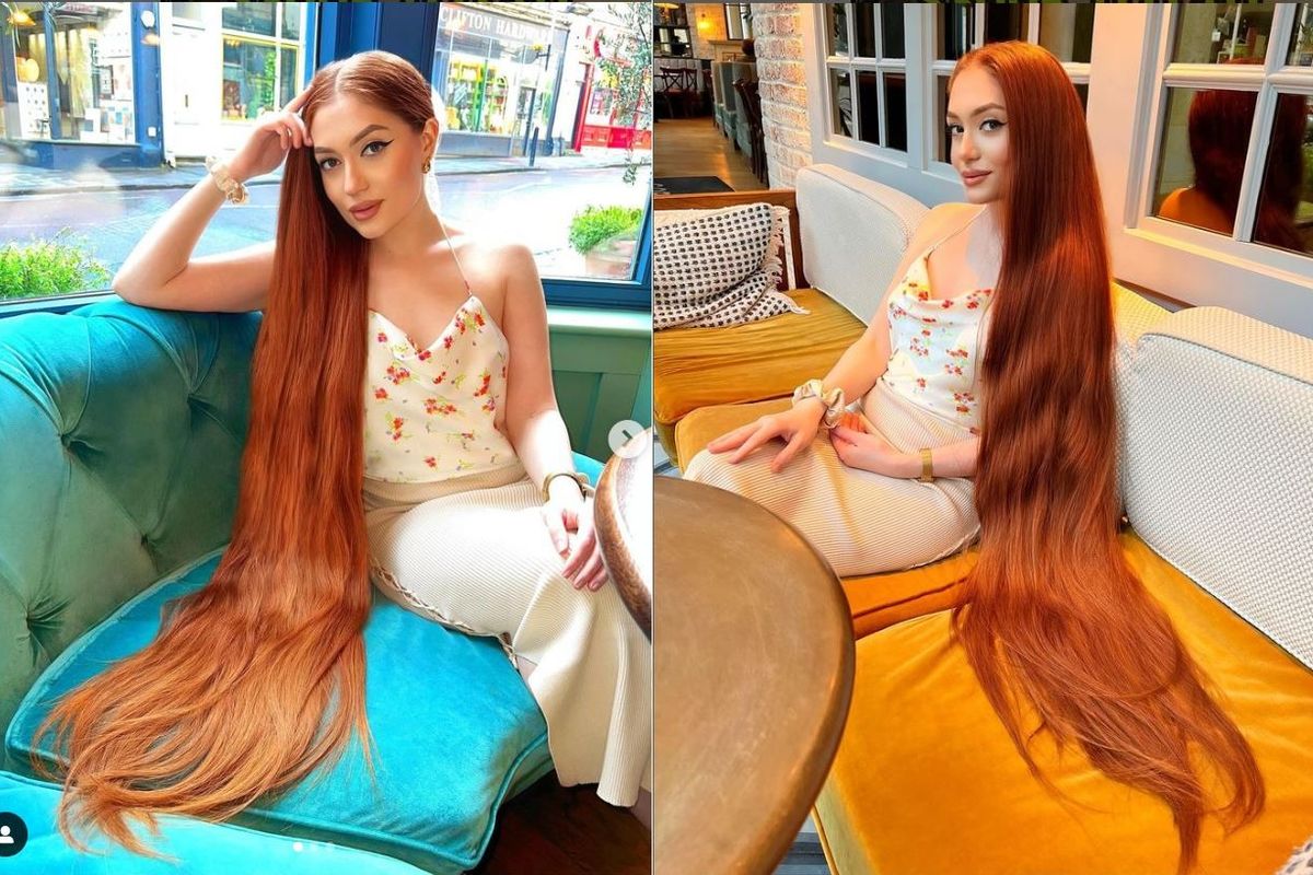 Jasmine Larsen dengan rambutnya sepanjang hampir 150 cm