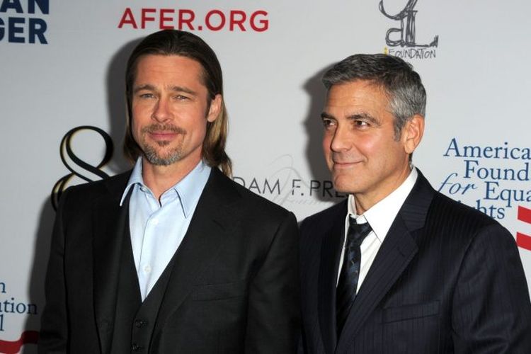 Aktor Brad Pitt dan George Clooney
