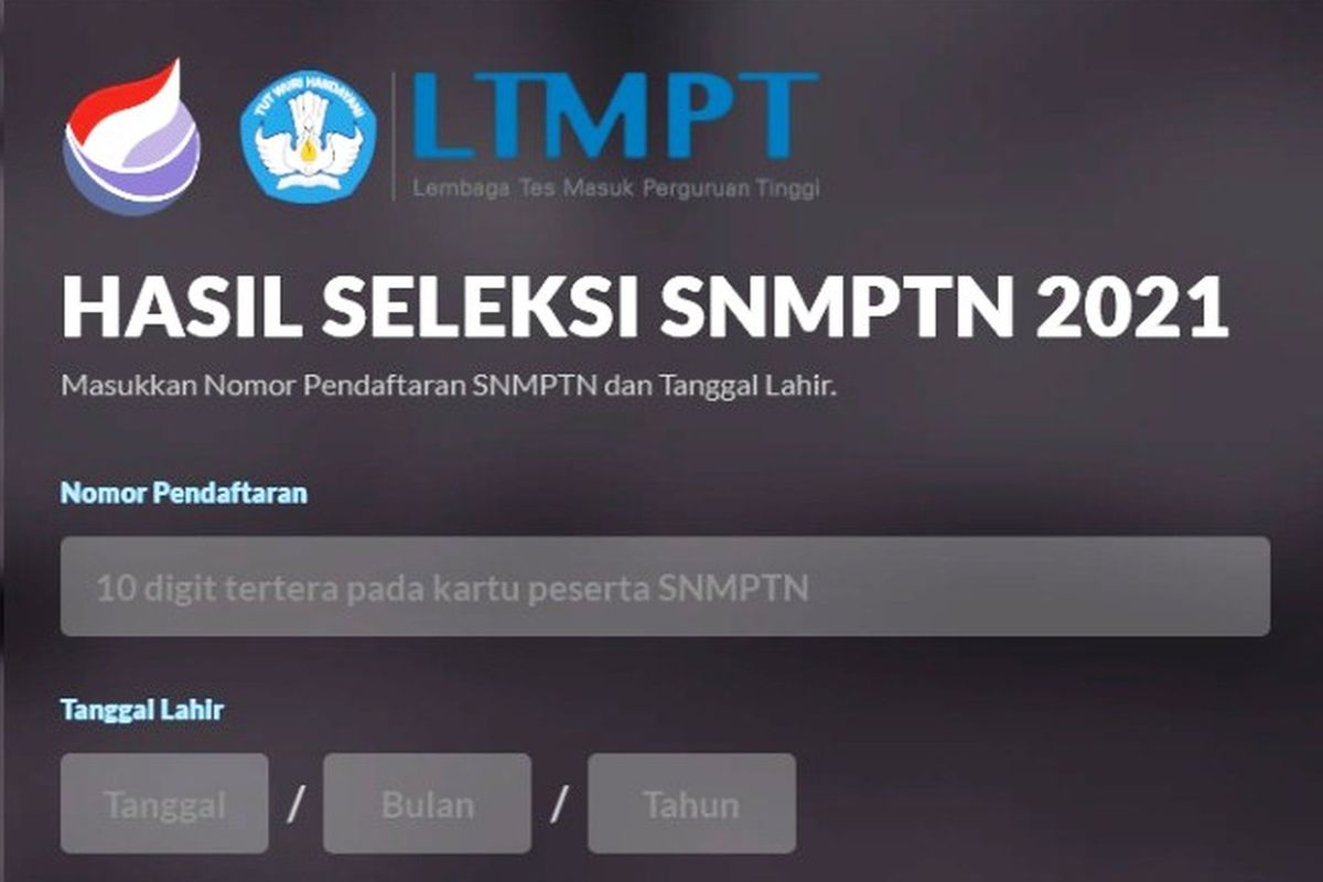 Tampilan pengumuman-snmptn.ltmpt.ac.id dari LTMPT.