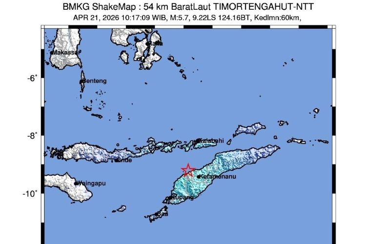 Gempa M 6,0 Guncang Timor Tengah Utara Hari Ini, BMKG: Akibat Tumbukan Lempeng