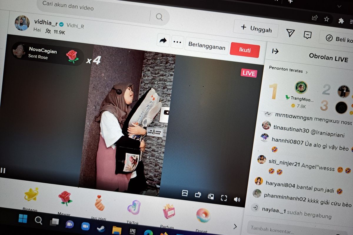 Ilustrasi live streaming di TikTok.