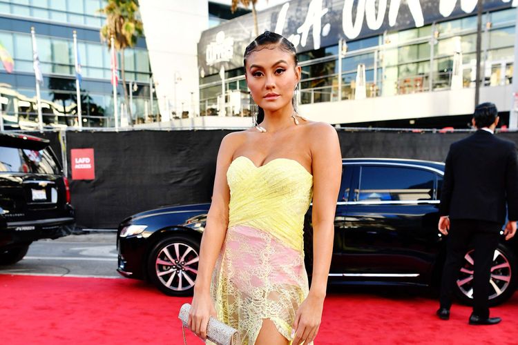 Agnez Mo menghadiri American Music Awards 2019 di Microsoft Theater, Los Angeles, California, Amerika Serikat, Sabtu (24/11/2019).