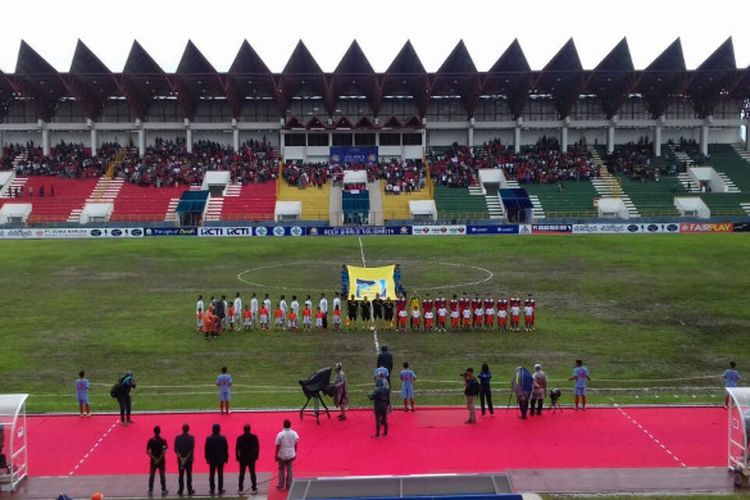 Laga Indonesia Vs Kirgistan pada Aceh World Solidarity Cup 2017.