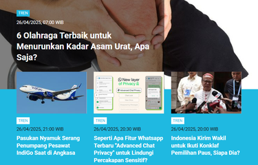Artikel yang memuat jenis-jenis olahraga terbaik untuk menurunkan kadar asam urat memuncaki daftar Populer Tren edisi Sabtu (26/4/2025) hingga Minggu (27/4/2025).