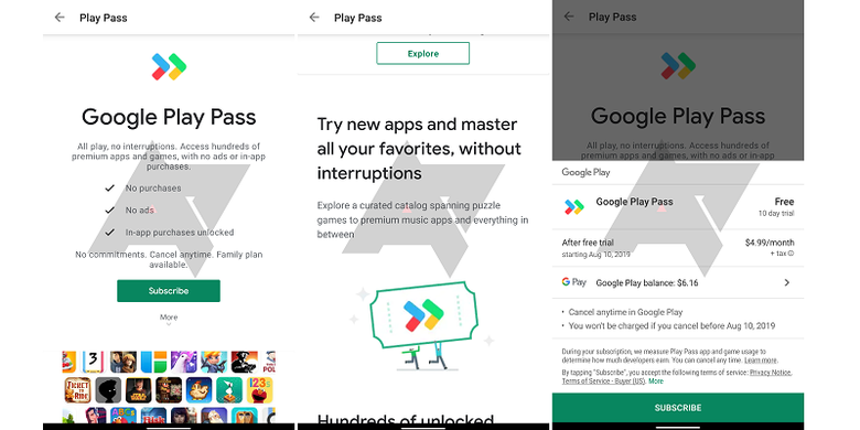 Tangkapan layar Google Play Pass