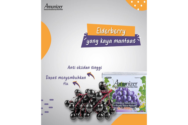 Amunizer merupakan ramuan herbal dengan kandungan buah elderberry yang mampu menjaga daya tahan tubuh 