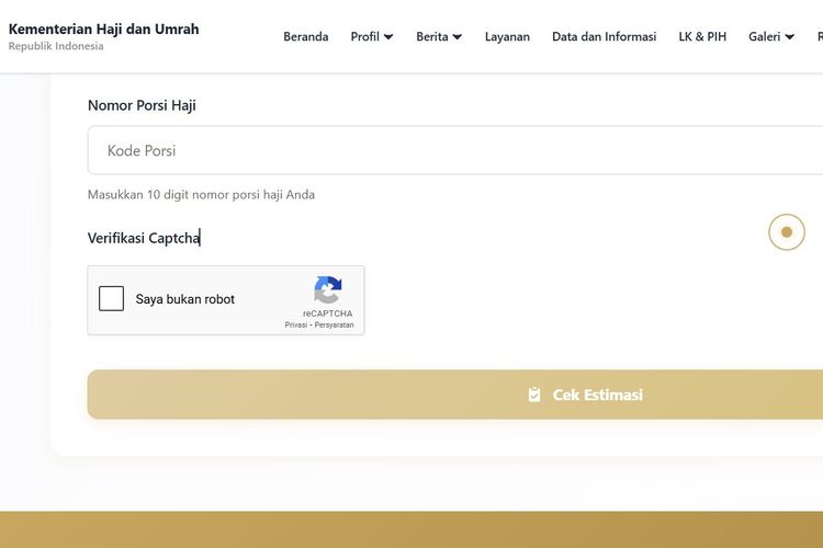 Ilustrasi cara cek estimasi keberangkatan haji.