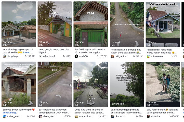 Ilustrasi trend Google Maps dari tahun ke tahun di TikTok