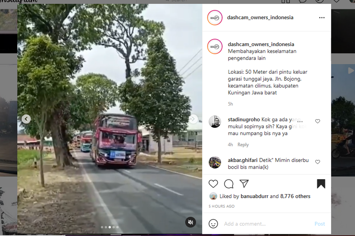 Aksi bus oleng