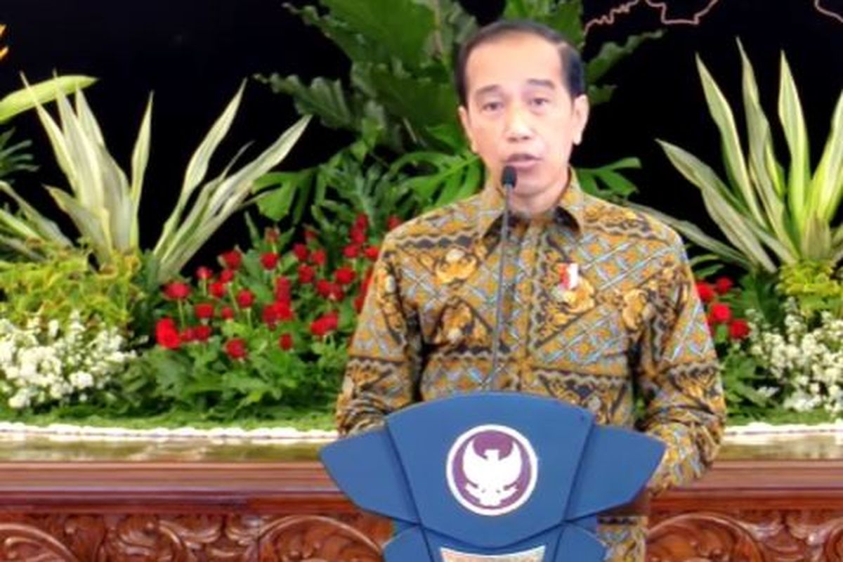 Preside Joko Widodo dalam acara HUT PDI-P yang digelar secara virtual pada Senin (10/1/2022).