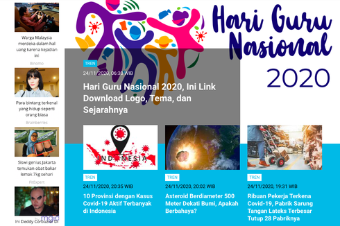 [POPULER TREN] Hari Guru Nasional 2020 | 10 Provinsi dengan Kasus Covid-19 Aktif Terbanyak 