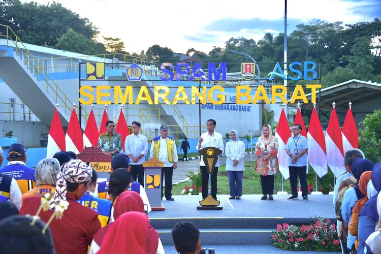 Peresmian Sistem Penyediaan Air Minum (SPAM) Semarang Barat, yang dilakukan oleh Presiden Joko WIdodo pada Selasa (23/1/2024). 

