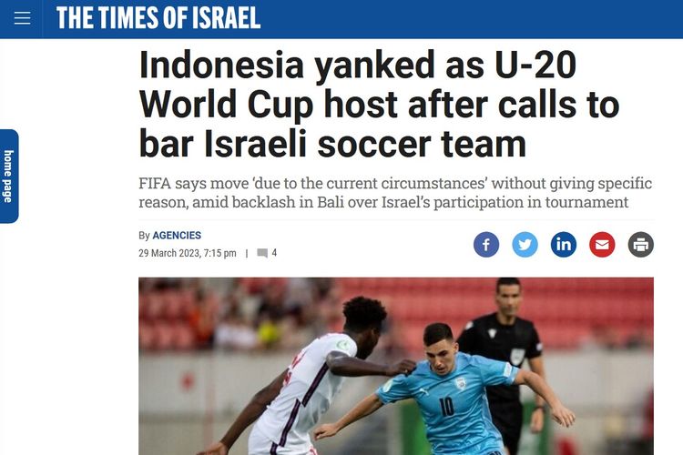 Kata Media Israel Usai Indonesia Batal Jadi Tuan Rumah Piala Dunia U20