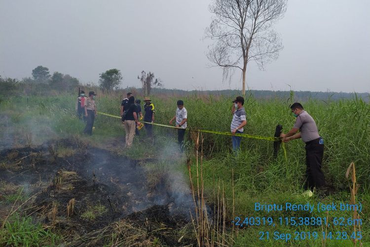 TKP pembakaran lahan di Desa Batumandi, Balangan, Kalimantan Selatan, Minggu (22/9/2019).