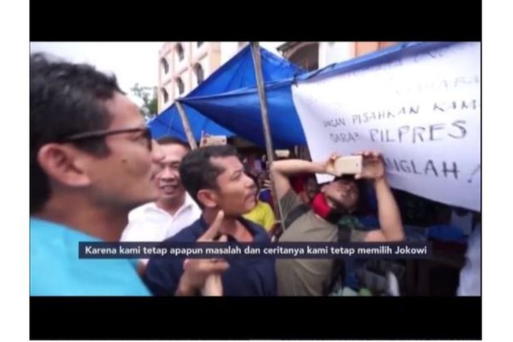 Sandiaga Uno ditolak saat berkunjung di Pasar Kota Pinang.