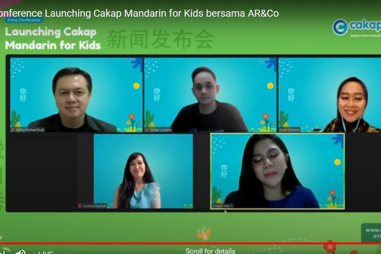 Para pembicara saat launching Cakap Mandarin For Kids secara virtual, Rabu (10/2/2021).