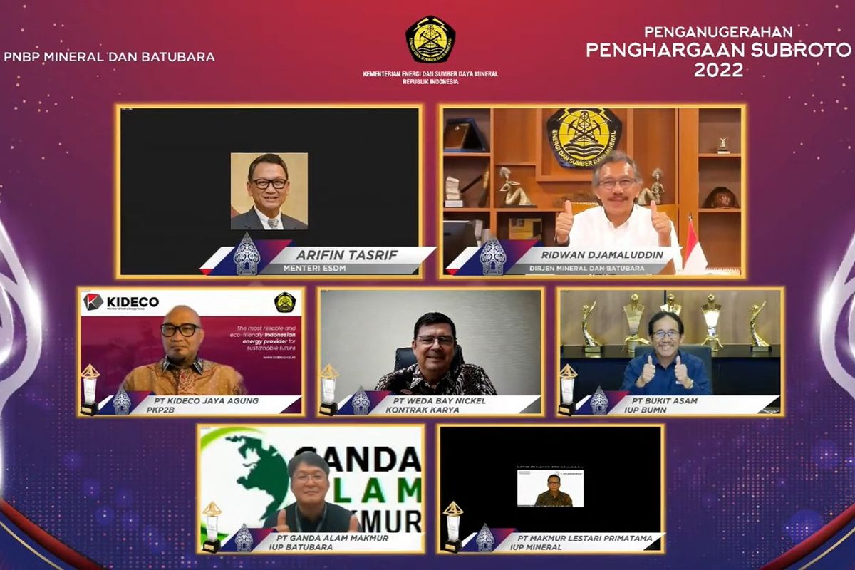 PT Weda Bay Nickel (WBN) mendapatkan penghargaan Subroto Award 2022 dari Kementerian Energi dan Sumber Daya Mineral (Kementerian ESDM) yang digelar secara virtual, Selasa (24/10/2022).