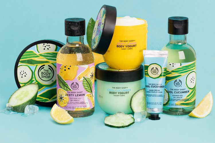 Rangkaian produk Cool Cucumber dan Zesty Lemon dari The Body Shop