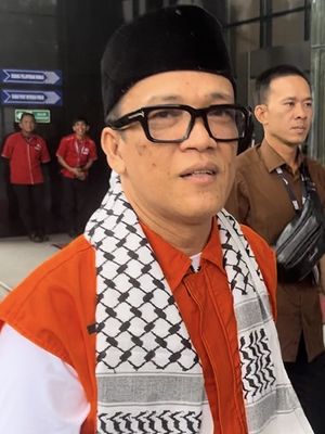 Eks Wamenaker, Immanuel Ebenezer alias Noel di Gedung Merah Putih KPK, Jakarta, Kamis (18/12/2025).