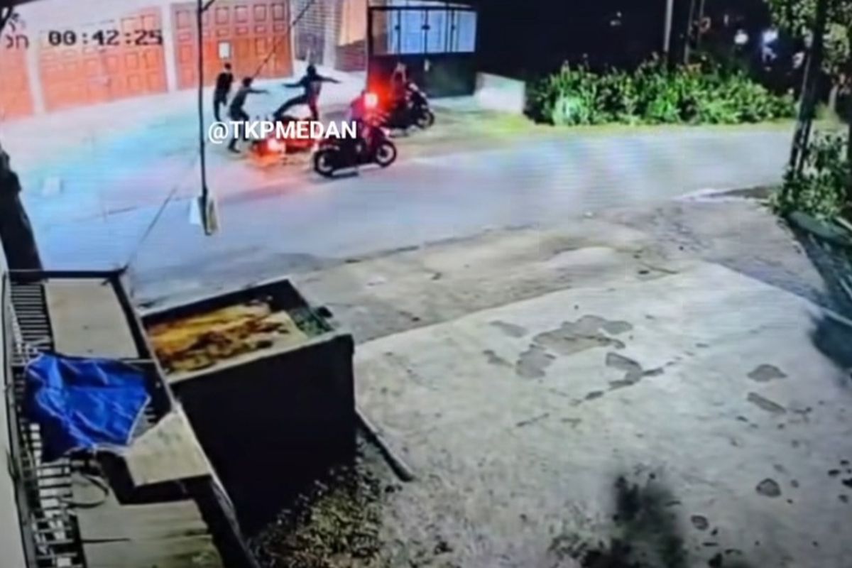 Potongan gambar seorang pria, Muhammad Daffa, menjadi korban pembegalan saat melintas di Desa Bandar Setia, Kecamatan Percut Sei Tuan, Kabupaten Deli Serdang, Provinsi Sumatera Utara pada Senin (13/10/2025).