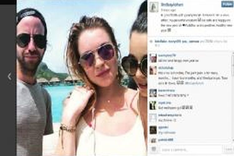 Aktris Lindsay Lohan mengunduh foto liburannya di Instagram sebelum terjangkit virus chikungunya.