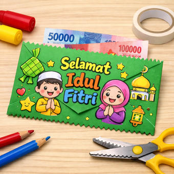 3 Ide Amplop Lebaran yang Mudah Dibuat di Rumah: Amplop THR Lucu dari Kertas Origami.