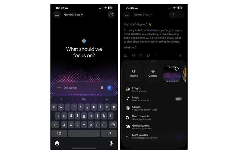 Tampilan aplikasi Gemini di iOS yang antarmukanya dirombak