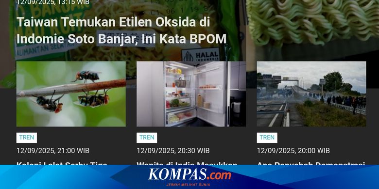 [POPULER TREN] Temuan Etilen Oksida dalam Produk Indomie di Taiwan | Wilayah Berpotensi Hujan 12-13 September 2025