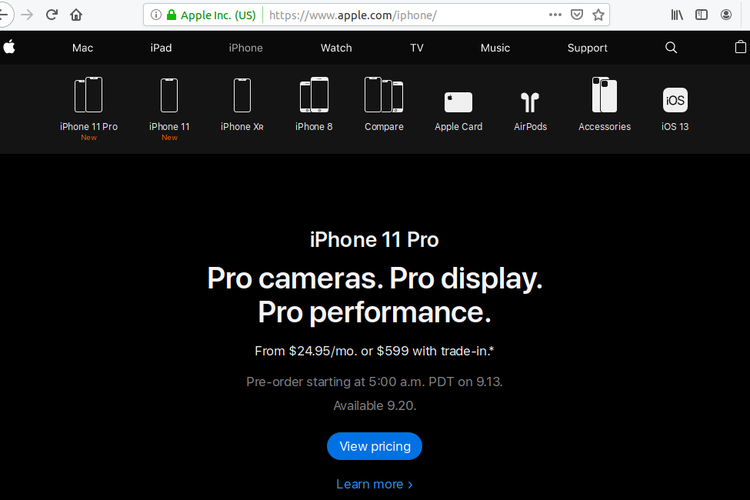 Ilustrasi situs Apple.com yang memampang produk-produk Apple