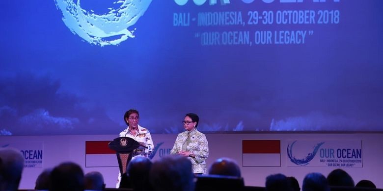 Menteri Susi berpidato saat Our Ocean Conference (OOC) 2018 