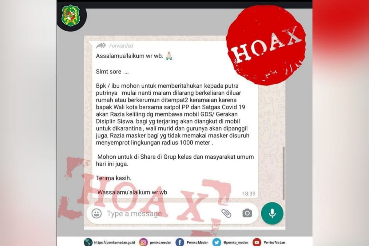 Pemko Medan membantah bahwa ada razia keliling di Kota Medan yang melibatkan wali kota, Satpol PP, dan Satgas Covid-19. 