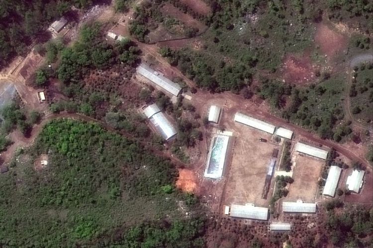 Situs nuklir milik Korea Utara Punggye-ri ketika dipotret pada Rabu (23/5/2018).
