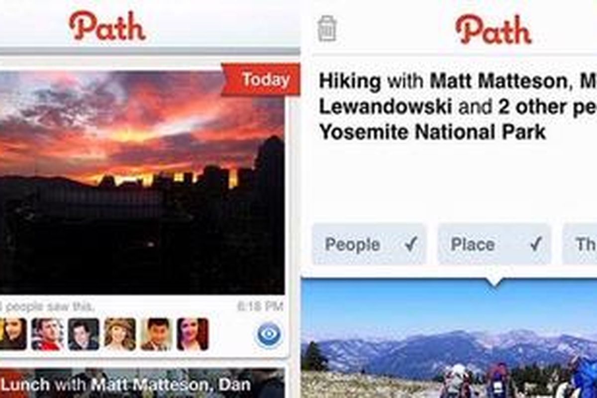 Tampilan situs jejaring sosial Path yang mengklaim berbeda dengan Facebook dan Twitter