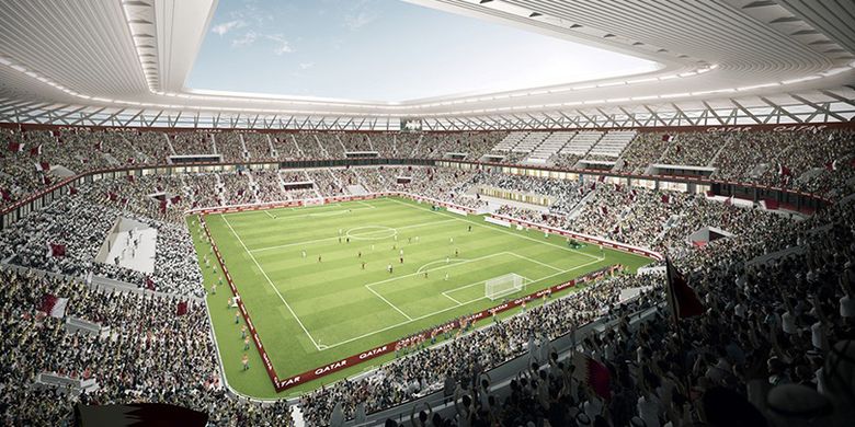 Rendering Stadion Ras Abu Aboud di Qatar.