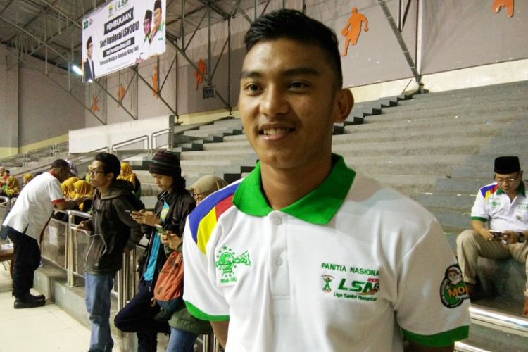 Bomber Timnas U-18 M Rafli Mursalim saat hadir dalam acara pembukaan Luga Santri Nusantara (LSN) 2017 di GOR Pajajaran, Bandung, Senin (23/10/2017) malam. 