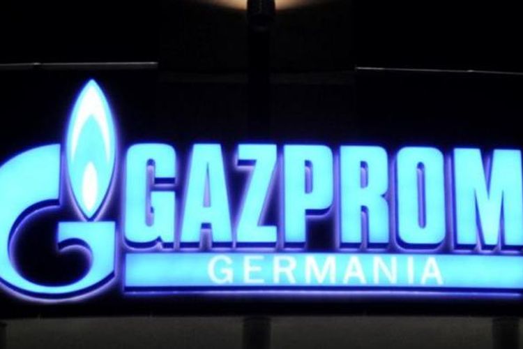 Lambang perusahaan gas nasional Rusia, Gazprom.