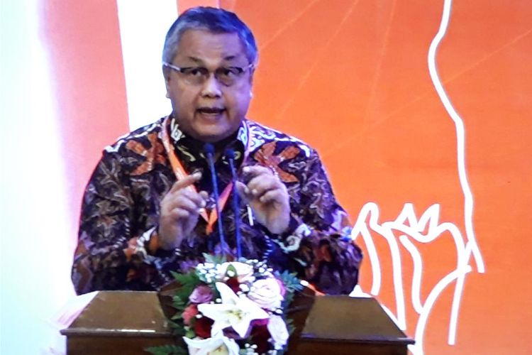 Gubernur Bank Indonesia (BI) Perry Warjiyo ketika memberikan paparan dalam Rakornas TPID di Jakarta, Kamis (25/7/2019).