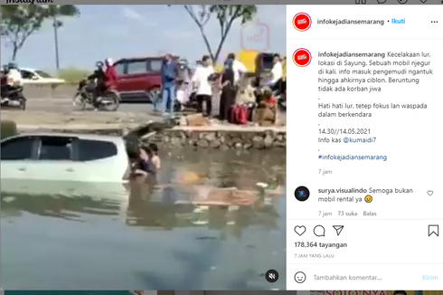 Memaksa Menyetir Saat Mengantuk, Mobil Masuk Sungai