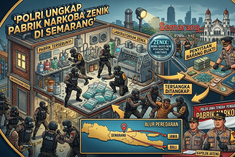 Polri Bongkar Pabrik Narkoba Zenix di Semarang, Sita Ratusan Ribu Pil dan 1,8 Ton Bahan Baku