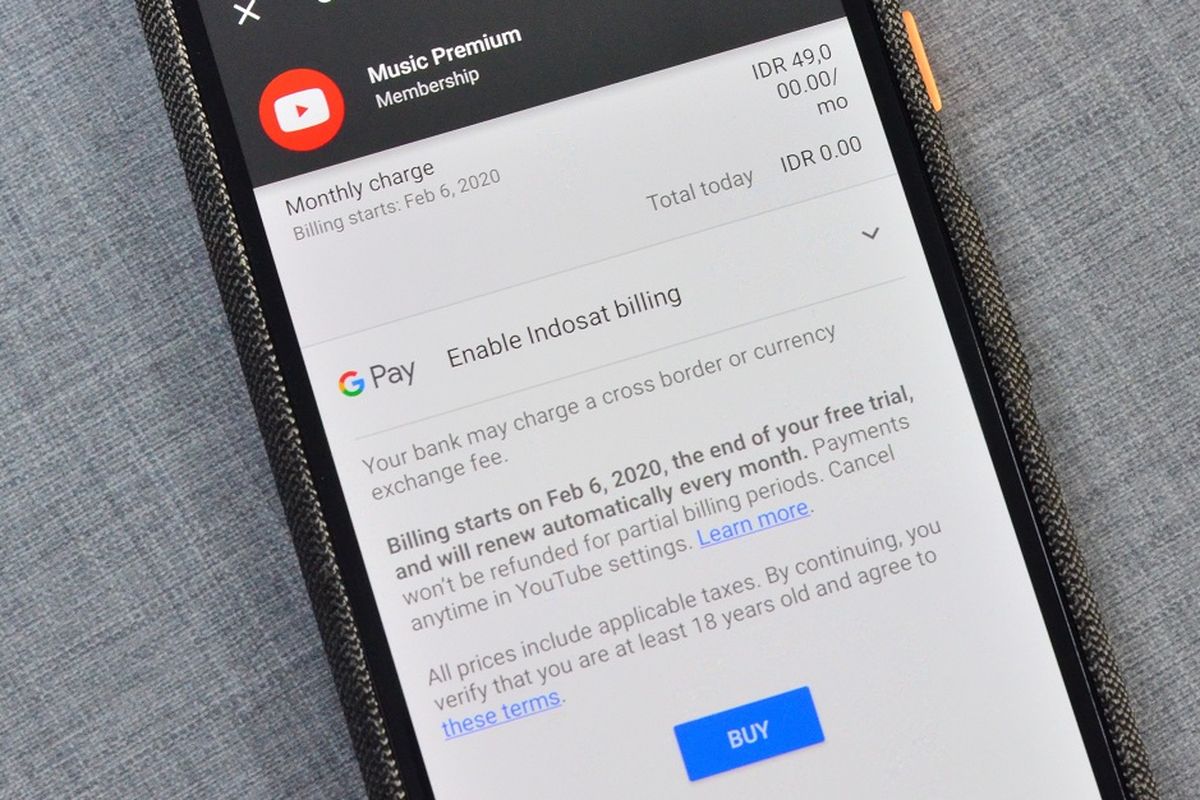 Pembayaran langganan YouTube Music Premium bisa dilakukan lewat potong pulsa. 