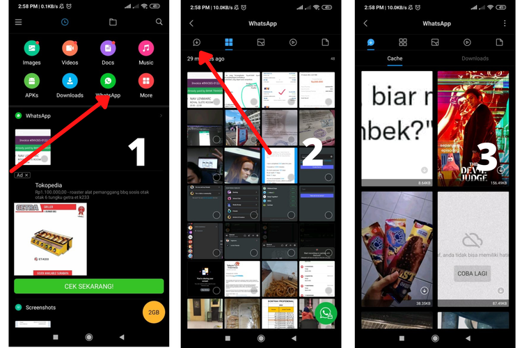Ilustrasi cara simpan status WhatsApp via File Manager.