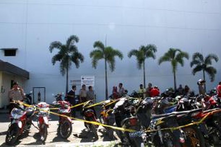 Belasan sepeda motor diamankan di Polresta Manado karean terjaring ketika melakukan balapan liar di Tikala.