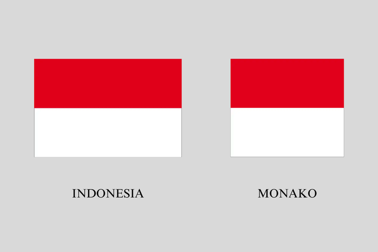 Ilustrasi negara-negara dengan bendera yang terlihat sama.
