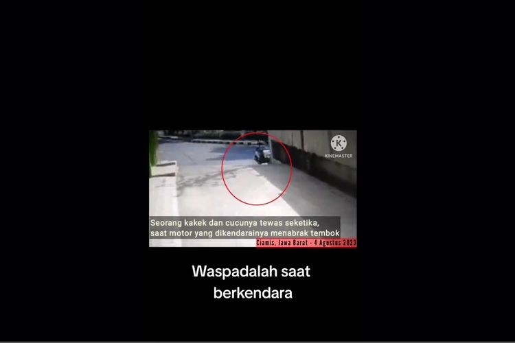 Video viral di media sosial memperlihatkan pengendara sepeda motor yang menabrak tembok dalam kondisi kencang. 