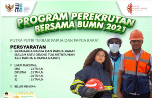 Dibuka Program Perekrutan Bersama BUMN Papua dan Papua Barat 2021, Ini Syaratnya...