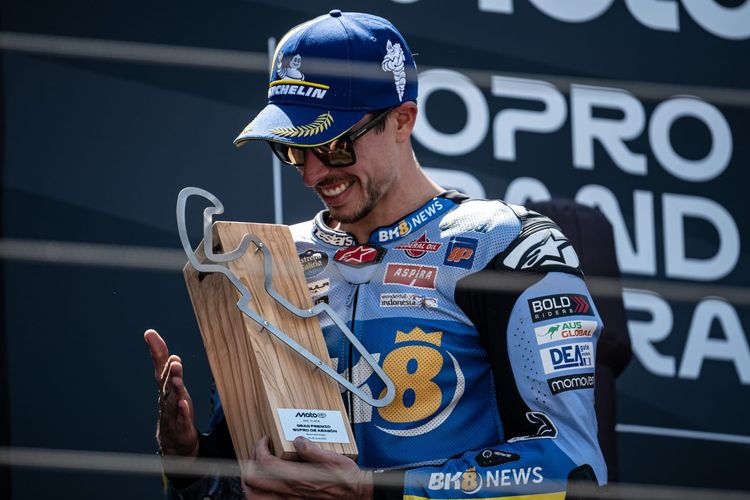 Alex Marquez saat berlaga pada MotoGP Aragon 2025