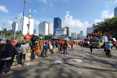 Demo Selesai, Massa Petani dan Buruh Mulai Tinggalkan Kawasan Patung Kuda