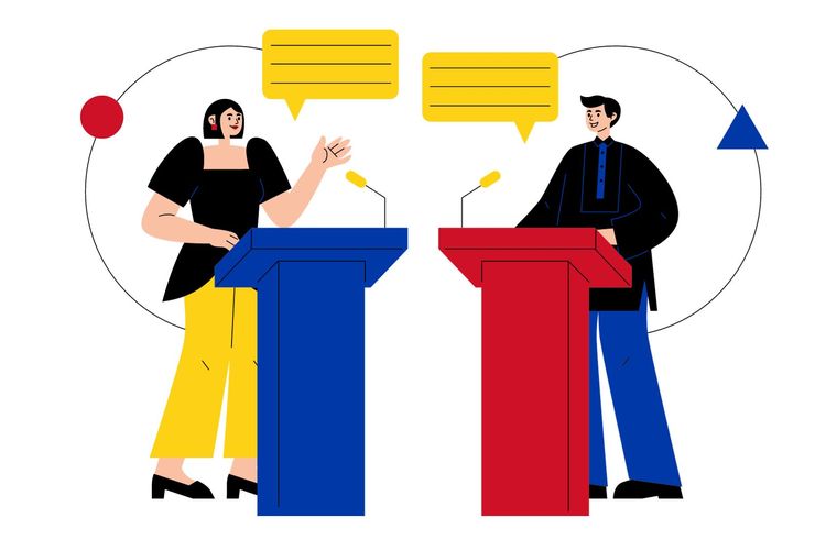 Unsur-unsur debat, antara lain tim afirmatif dan tim kontra. Selain itu, mosi juga masuk dalam unsur-unsur debat. Apa struktur dan etika dalam debat?